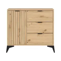 Cómoda Lamea 90 cm con puertas y 3 cajones roble artisan