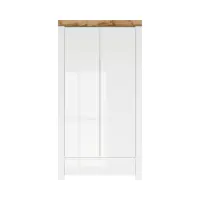 Armario de dos puertas Holten 106 cm con cajón blanco brillo/roble wotan