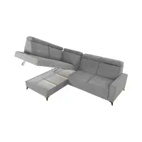 Sofá rinconera izquierdo Amado convertible con arcón gris