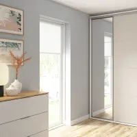 Armario de puertas correderas Flex 120 cm con espejo blanco/cachemira
