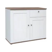 Cómoda Stockholm 103 cm con 2 puertas y un cajón pino andersen blanco/roble sonoma oscuro
