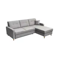 Sofá rinconera universal Lars convertible con arcón de terciopelo gris