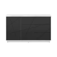 Cómoda Forn 156 cm con puertas y 3 cajones blanco brillo/negro mate