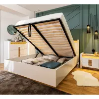 Cama Alameda 160x200 con contenedor y somier blanco brillo