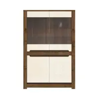 Vitrina Ruso 104 cm con 4 puertas roble april/brillo perlado