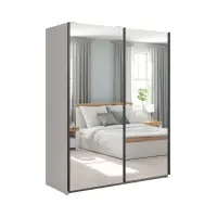 Armario de puertas correderas Tetrix 153 cm con espejo cachemira