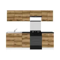 Conjunto de cocina Junona Line 240 cm roble delano claro con encimera