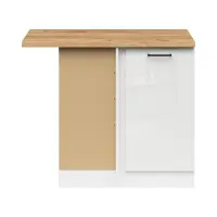 Armario de cocina inferior de esquina Junona Line izquierdo brillo tiza con encimera para rincón 100x60 cm