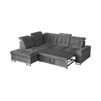 Sofá rinconera izquierdo Aragon extensible con reposacabezas y asiento regulables gris