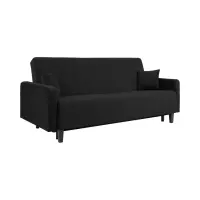 Sofá cama de tres plazas Marcia con arcón de terciopelo grafito