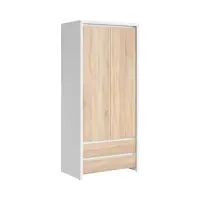 Armario de dos puertas Kaspian 90 cm con cajones blanco/roble sonoma