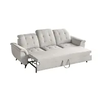 Sofá de tres plazas Doria convertible de terciopelo crema