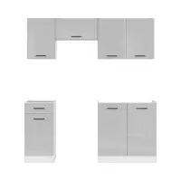 Conjunto de cocina Junona Line 180 cm gris claro brillo sin encimera