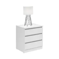 Mesita de noche Saturn 45 cm con 3 cajones blanca
