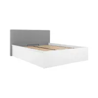 Cama Tetrix 140x200 con somier, contenedor y cabecero tapizado blanco brillo