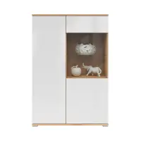 Display cabinet Zele 90 cm with 2 doors artisan oak/white gloss
