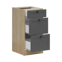Armario de cocina inferior Junona Line 40 cm con 3 cajones roble bernstein/grafito