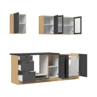 Conjunto de cocina Junona Line 220 cm grafito con encimera