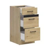 Armario bajo de cocina Junona Line 40 cm con 3 cajones roble bernstein