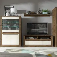 Mueble TV Ruso 149 cm con 3 cajones roble april/brillo perla