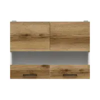 Armario de cocina superior Junona Line 80 cm de dos puertas con vitrina roble delano claro