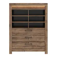 Estantería Torin 114 cm con 3 cajones y 6 estantes roble ribbeck marrón