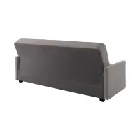 Sofá cama de tres plazas Maro plegable con arcón, tela trenzada gris