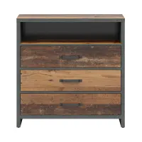 Cómoda Weston 90 cm con 3 cajones y estante pino old style