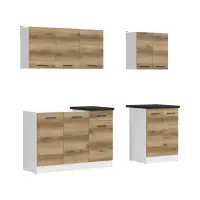 Conjunto de cocina Junona Line A 180 cm roble delano claro con encimera