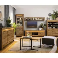 Cómoda Torin 157 cm con puertas y 3 cajones roble ribbeck marrón