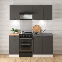 Conjunto de cocina Junona Line 170 cm grafito con encimera