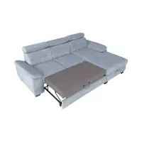 Sofá rinconera derecha Aguda convertible con arcón azul