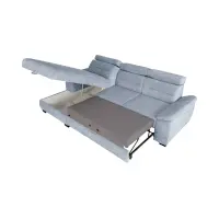 Sofá rinconera izquierdo Aguda convertible con arcón azul