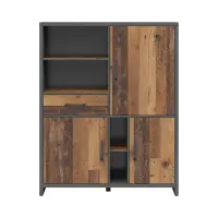 Estantería Weston 120 cm con 3 puertas, cajón y 4 estantes pino old style