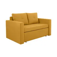 Sofá cama de dos plazas Bunio III con arcón amarillo