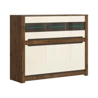 Vitrina Ruso 149 cm con 6 puertas roble april/brillo perlado