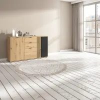 Cómoda Vabres 150 cm con 3 puertas y 2 cajones roble artisan listones