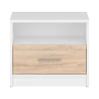 Mesita de noche Nepo Plus 49 cm con cajón blanco/roble sonoma