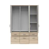 Armario de tres puertas Brando-3 136 cm con espejo y cajones roble sonoma