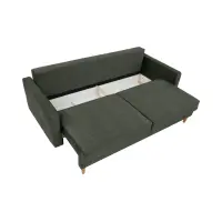 Sofá de tres plazas Torent convertible con arcón, terciopelo verde