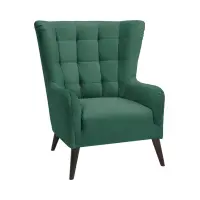 Sillón orejero Casey de terciopelo verde