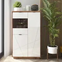 Vitrina Forn 94 cm con 3 puertas roble delano oscuro/blanco brillo