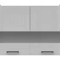 Armario de cocina superior Junona Line 80 cm de dos puertas con vitrina gris claro brillo