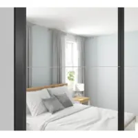 Armario de puertas correderas Tetrix 153 cm con espejo blanco brillo