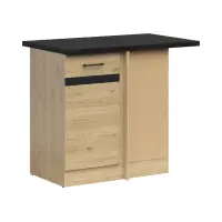 Armario de cocina inferior de esquina Junona Line derecho roble bernstein con encimera para rincón de 100x60 cm
