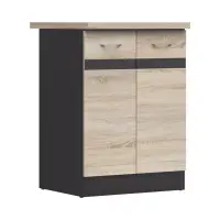 Armario de cocina inferior Junona Line 60 cm de dos puertas roble sonoma con encimera