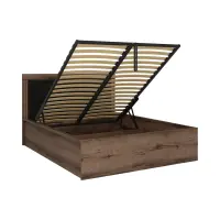 Łóżko Balin 140x200 ze stelażem i pojemnikiem dąb monastery/czarny