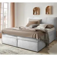 Cama continental Lion 160x200 gris chenilla