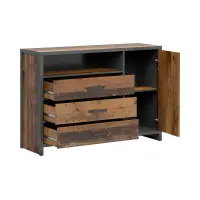 Cómoda Weston 131 cm con puertas 3 cajones y estante pino old style