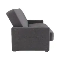 Sofá cama de tres plazas Maro con arcón, tejido trenzado gris oscuro